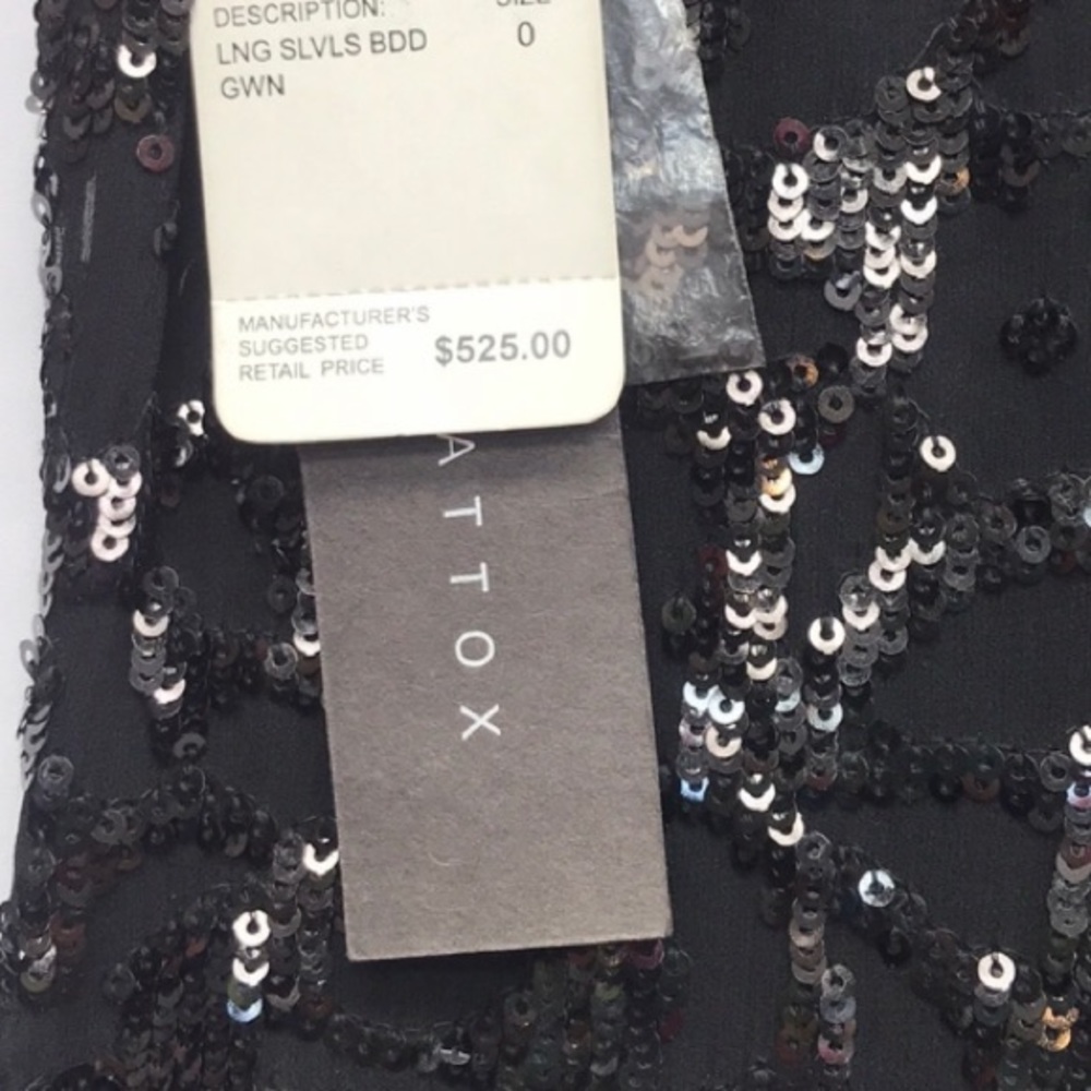 AIDAN MATTOX BLACK sleeveless sequins silk GOWN - Picture 4 of 6